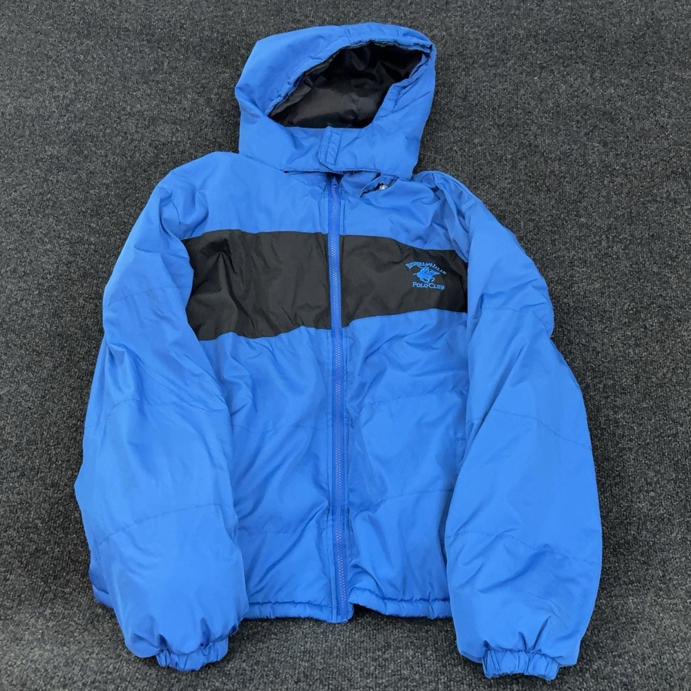 Beverly Hills Polo Club Jacket Mens 2XL Blue Hooded Puffer Full Zip Ski